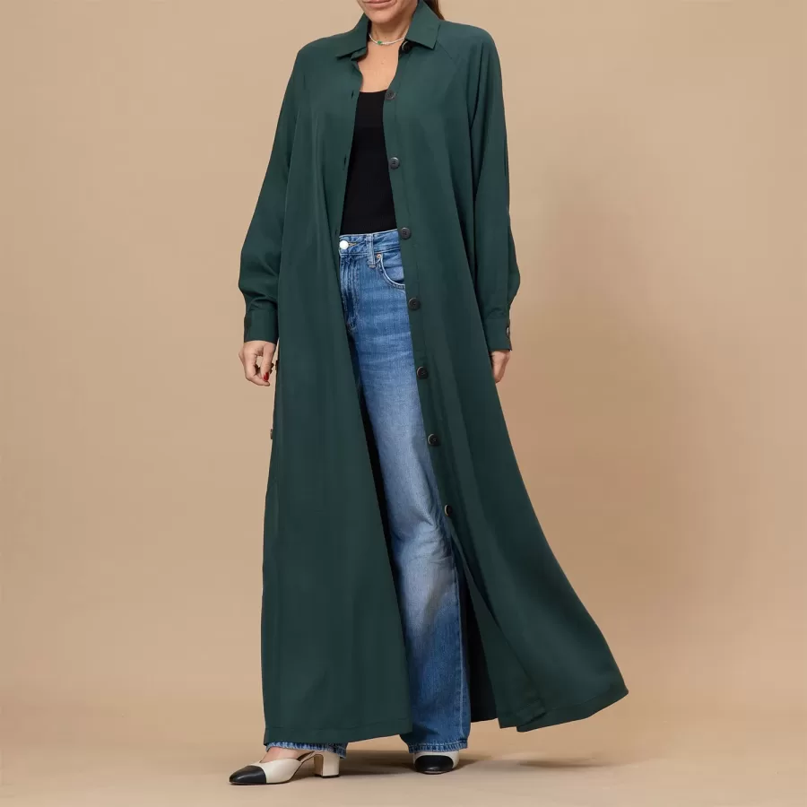 Clara Shirt - A-Line Washed Linen Abaya Shirt with Buttons - Image 3