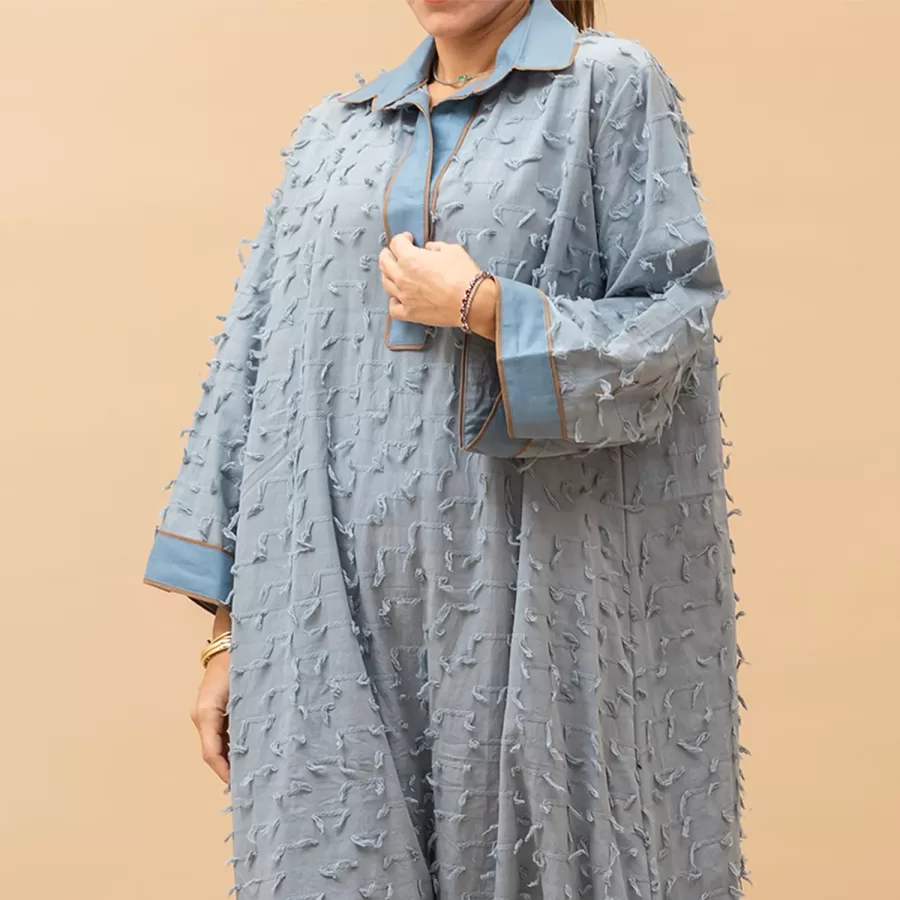 Alya Lux - Fringed Cotton Dress with Shirt Collars - Image 2