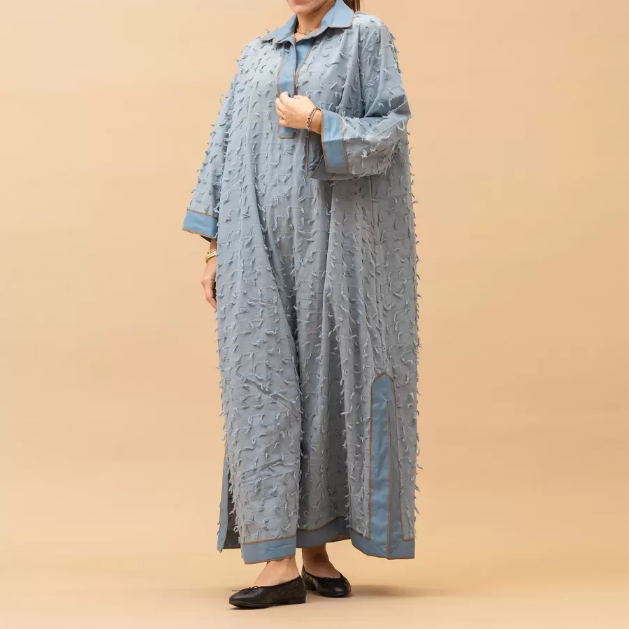 Alya Lux - Fringed Cotton Dress with Shirt Collars - Image 4