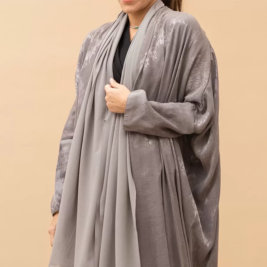 Textured Silk Linen Bisht Style Vienna Lux Abaya by Orange Blossom