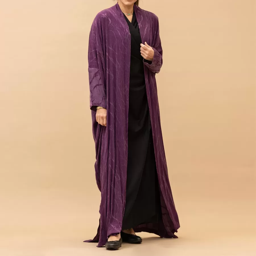 Self Printed Washed Silk Bisht Style Vienna Lux Abaya
