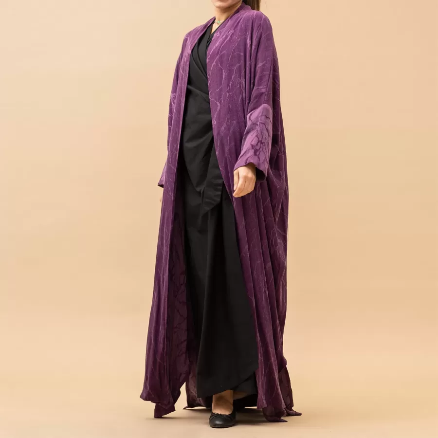 Self Printed Washed Silk Bisht Style Vienna Lux Abaya