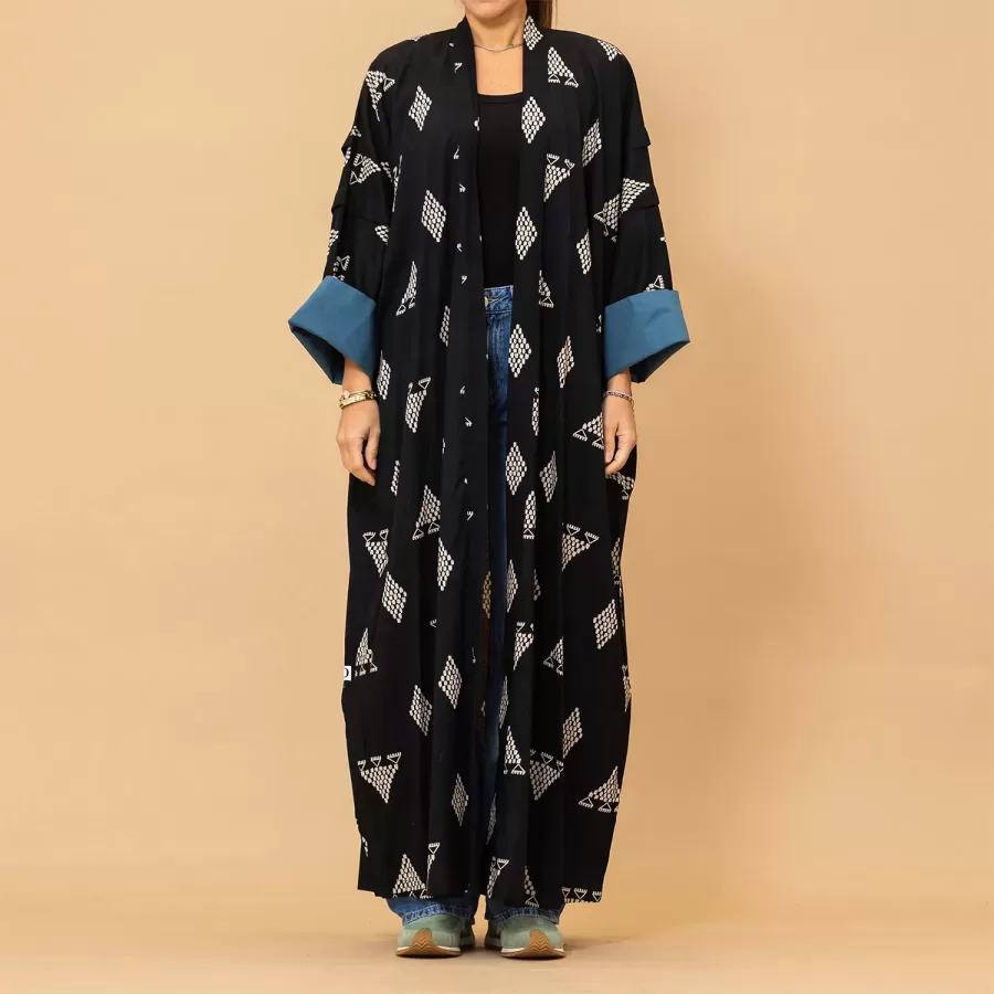New Enigma - Tribal Print Cotton Pleated Abaya