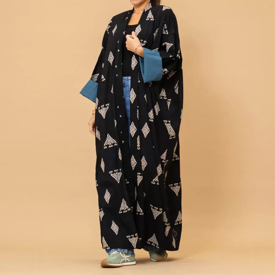 New Enigma - Tribal Print Cotton Pleated Abaya - Image 3