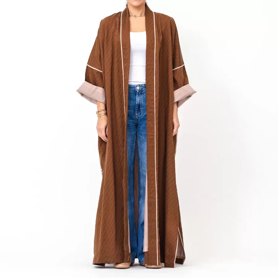 Mabel - Cotton Silk Abaya with Cotton Lining and Piping
