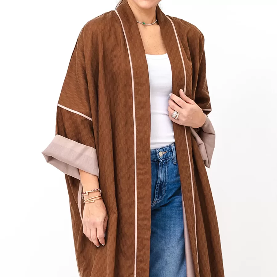 Mabel - Cotton Silk Abaya with Cotton Lining and Piping - Image 2