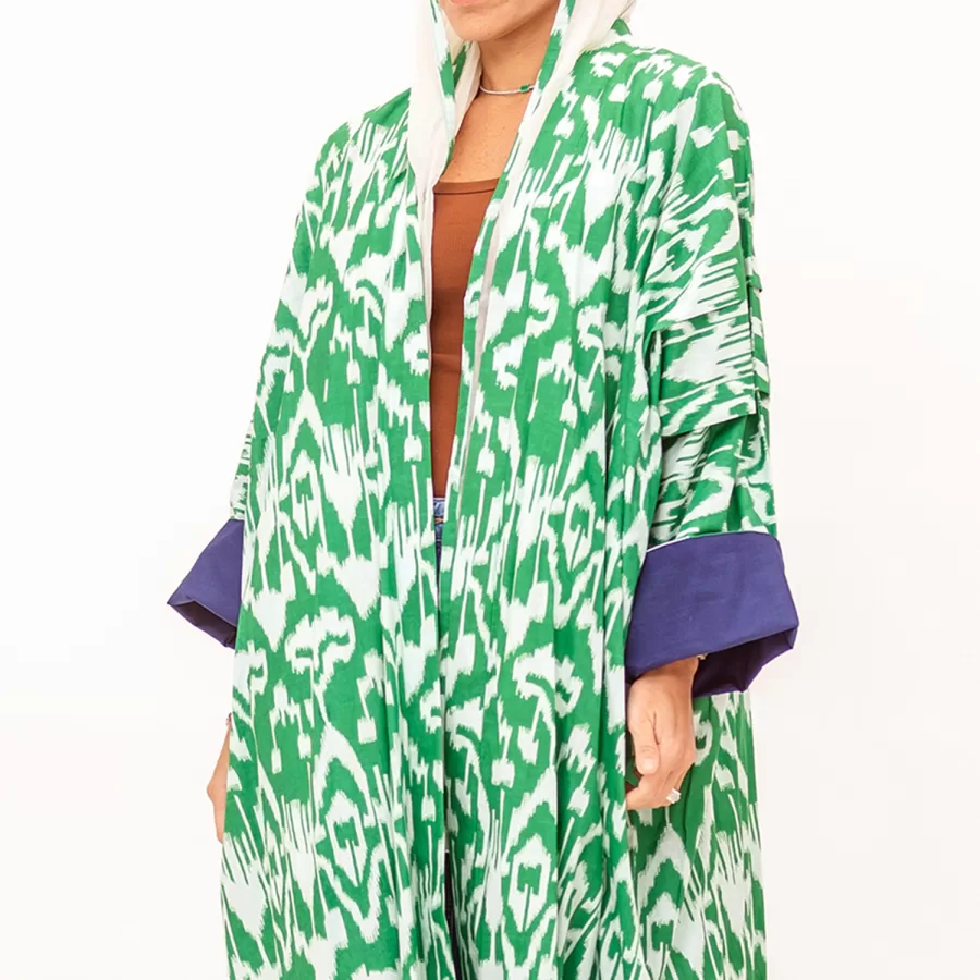 New Enigma - Ikat Cotton Pleated Abaya - Image 2