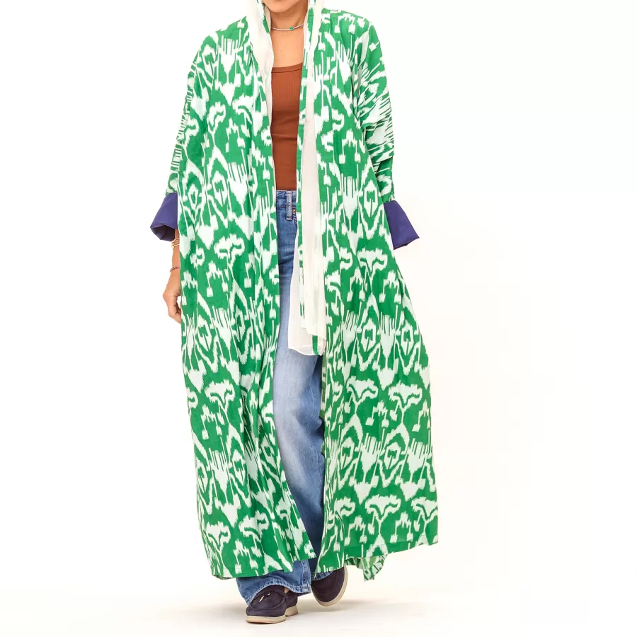 New Enigma - Ikat Cotton Pleated Abaya - Image 3