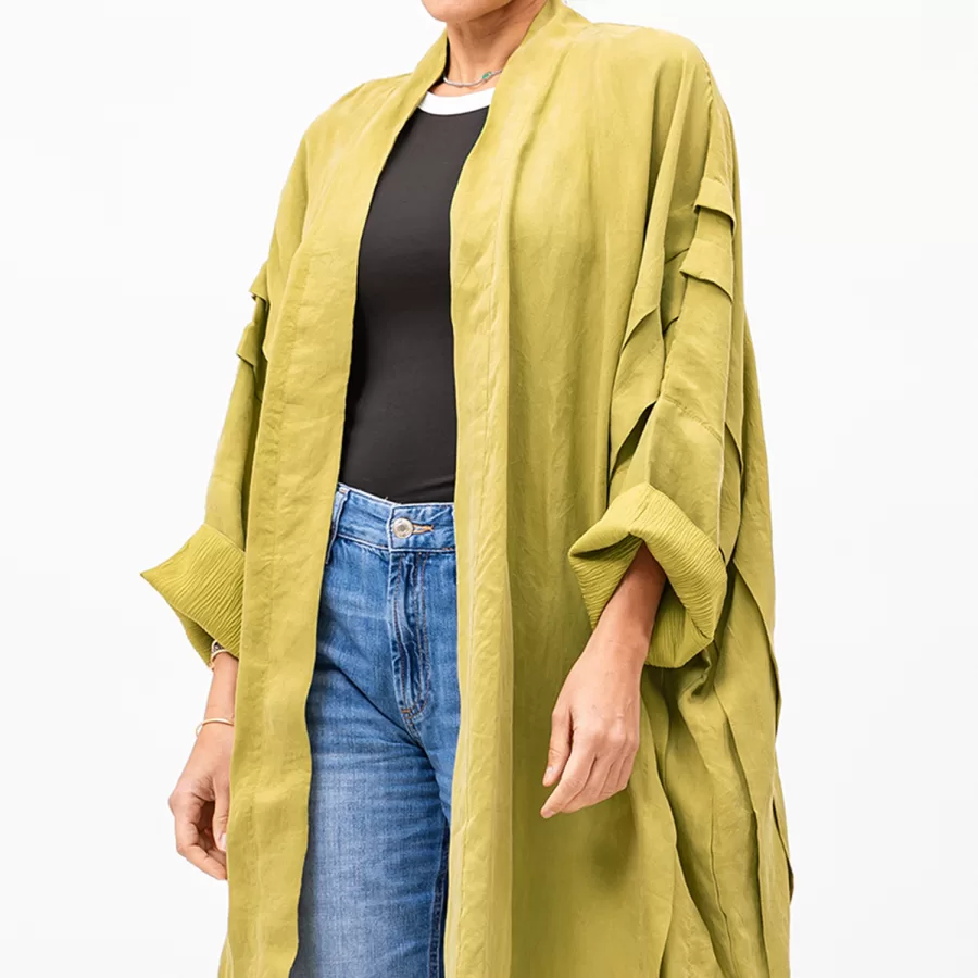 Blush Lux - Oversized Washed Silk Abaya with Pleats - Image 3