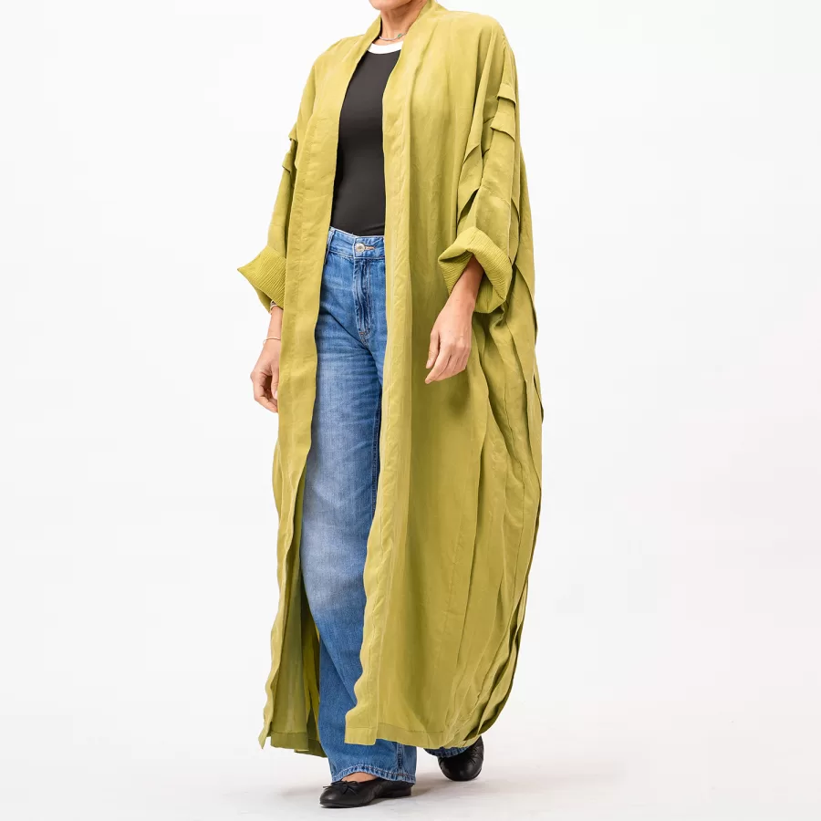 Blush Lux - Oversized Washed Silk Abaya with Pleats - Image 4