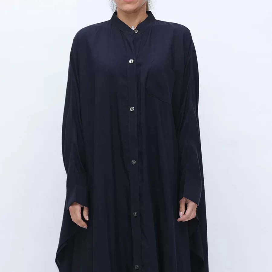 Butterfly - Batwing Sleeve Buttoned Dress Shirt - Midnight Blue - Image 2