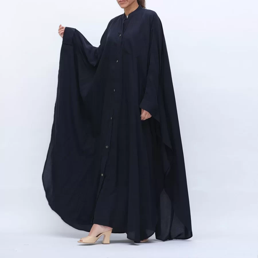 Butterfly - Batwing Sleeve Buttoned Dress Shirt - Midnight Blue - Image 5