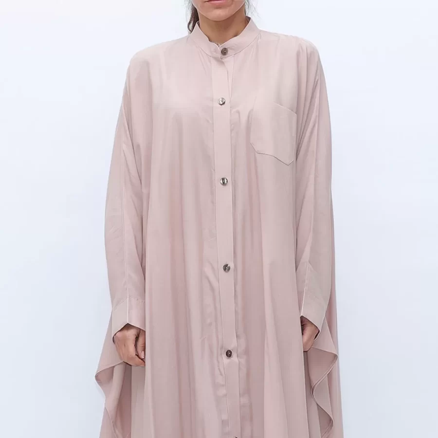 Butterfly - Batwing Sleeve Buttoned Dress Shirt - Misty Rose - Image 2