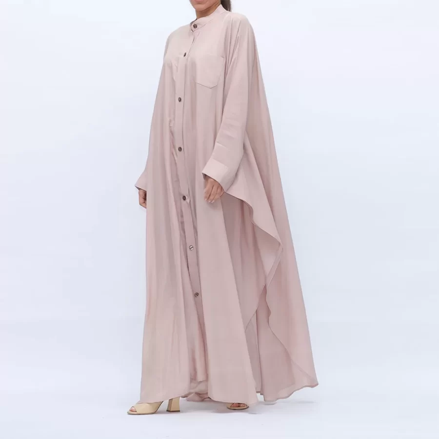 Butterfly - Batwing Sleeve Buttoned Dress Shirt - Misty Rose - Image 3