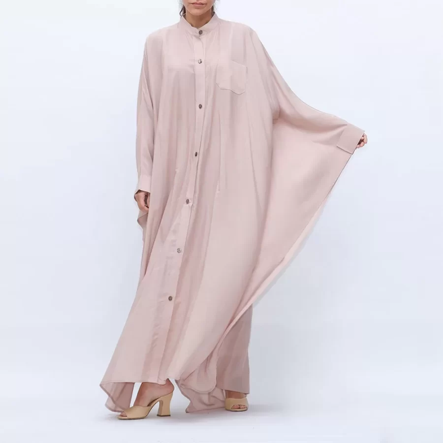 Butterfly - Batwing Sleeve Buttoned Dress Shirt - Misty Rose - Image 4