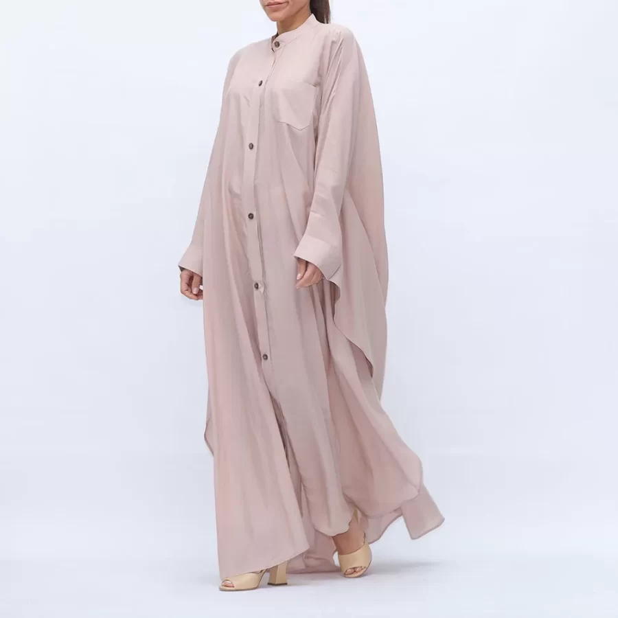 Butterfly - Batwing Sleeve Buttoned Dress Shirt - Misty Rose - Image 5