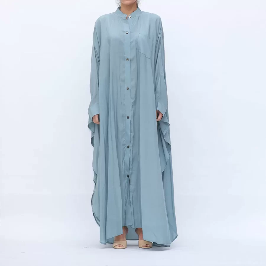 Butterfly - Batwing Sleeve Buttoned Dress Shirt - Powder Blue