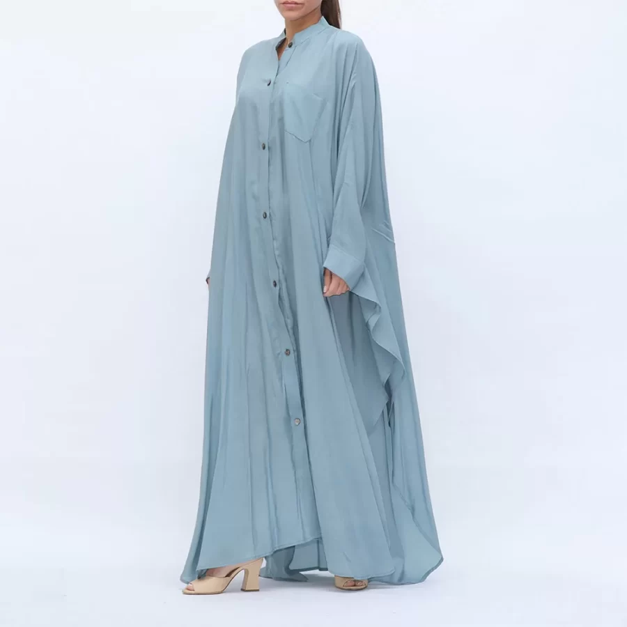 Butterfly - Batwing Sleeve Buttoned Dress Shirt - Powder Blue - Image 3