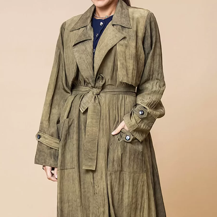 Rosa - Long Trench Coat with Pockets - Image 2