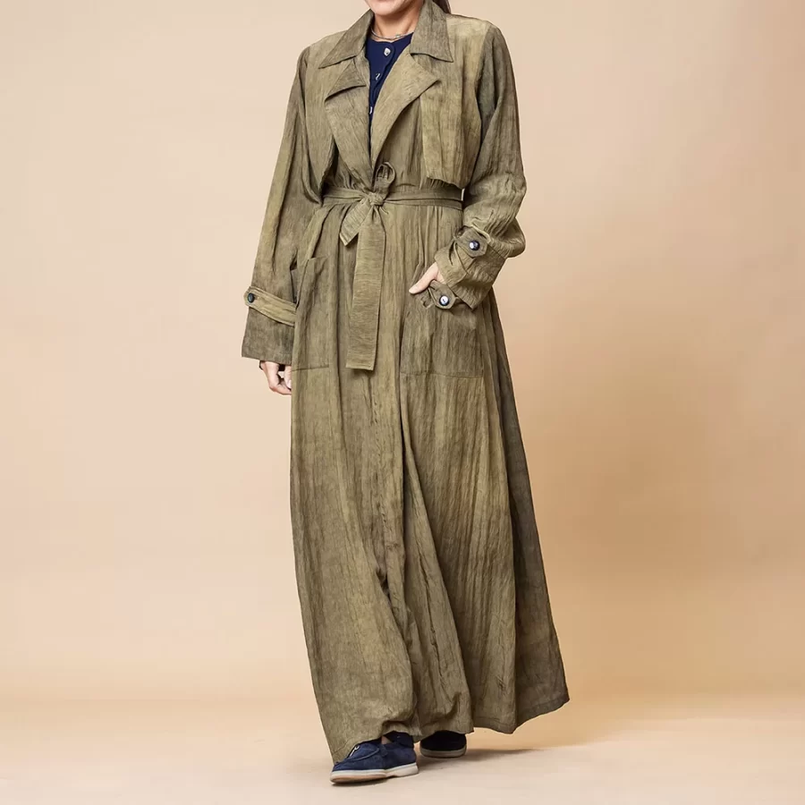 Rosa - Long Trench Coat with Pockets - Image 3