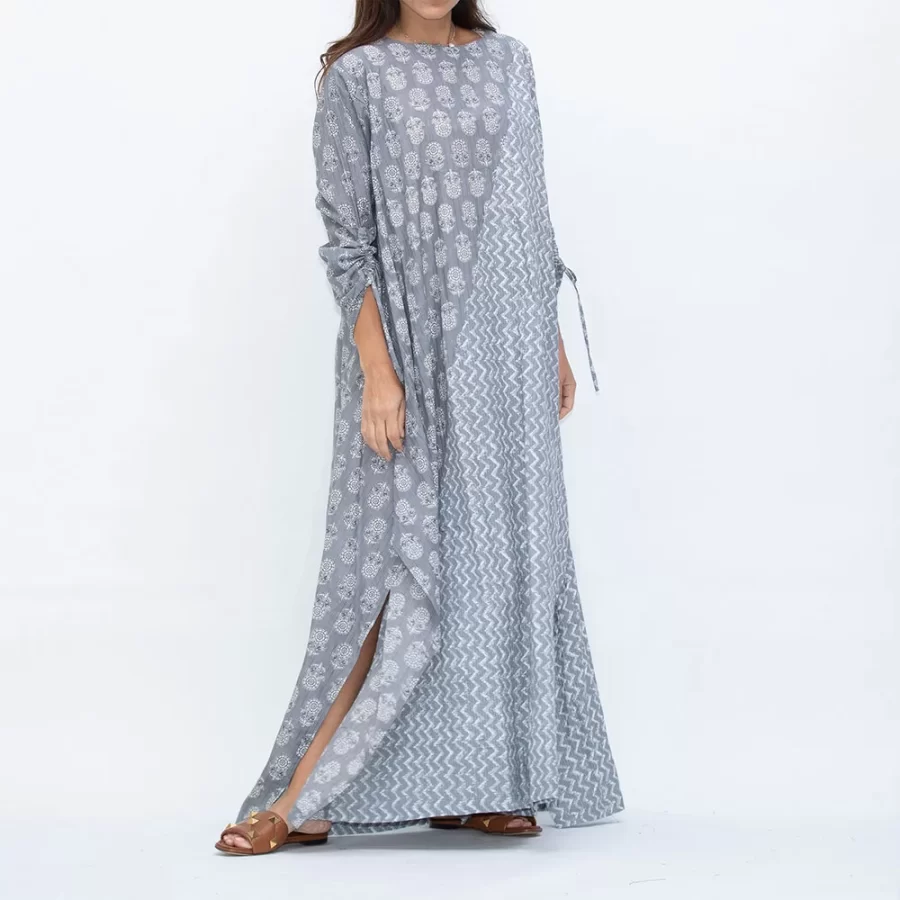 New Etro - Floral and Stripe Print with Embroidered Yarns Dress - Gray - Image 4