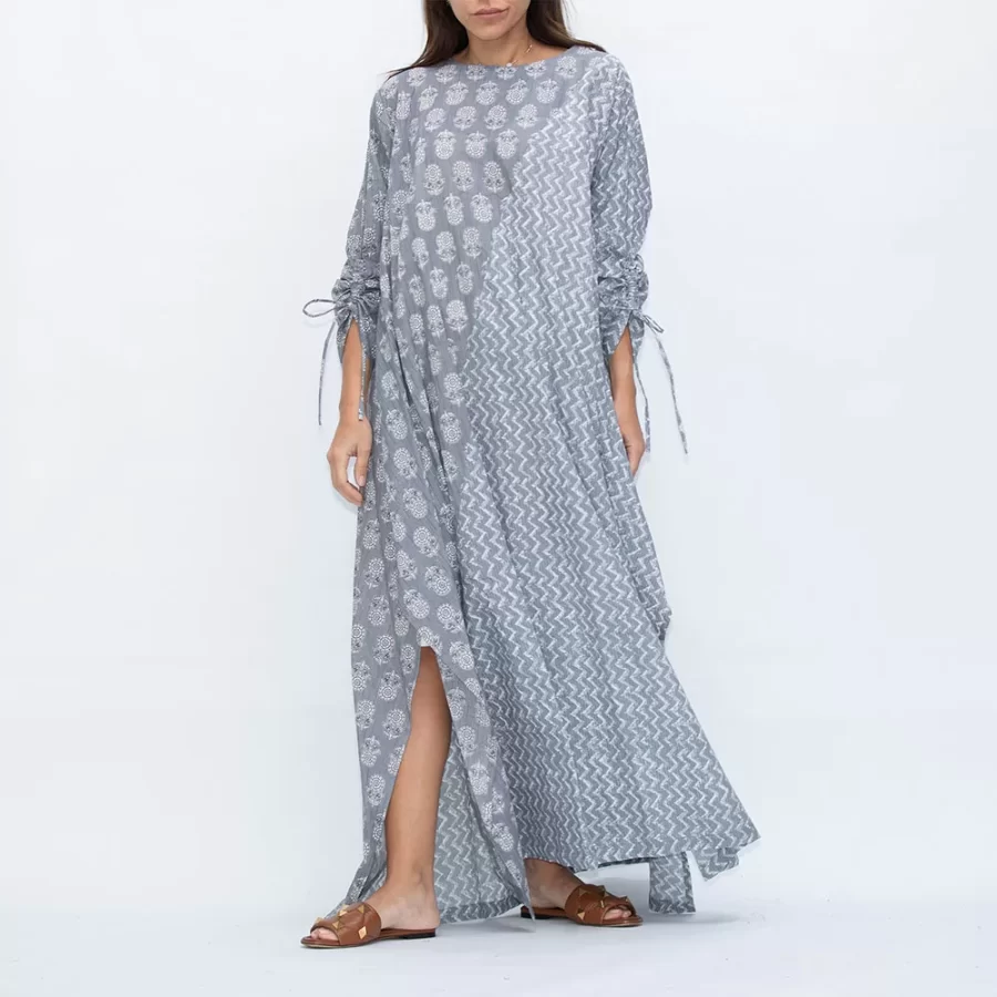 New Etro - Floral and Stripe Print with Embroidered Yarns Dress - Gray - Image 5
