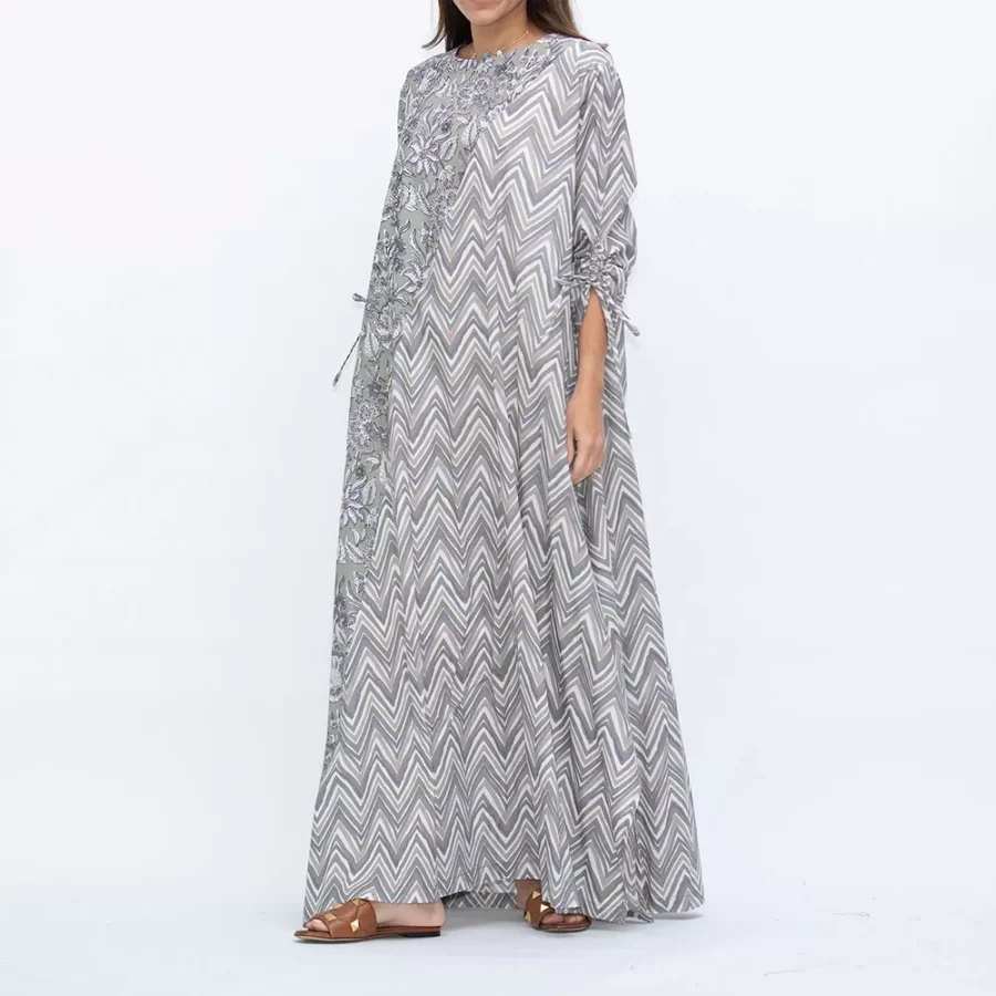 New Etro - Zigzag Striped and Floral Print Dress - Pale Olive - Image 4