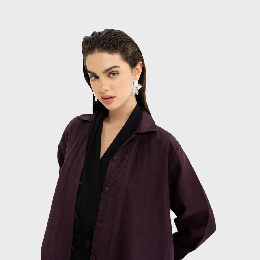Labra - Buttoned Linen Shirt Abaya - Image 2