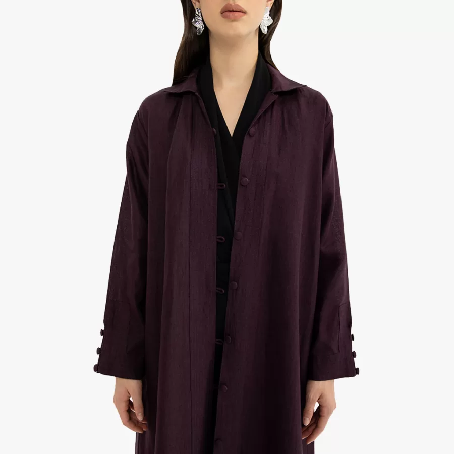 Labra - Buttoned Linen Shirt Abaya - Image 3