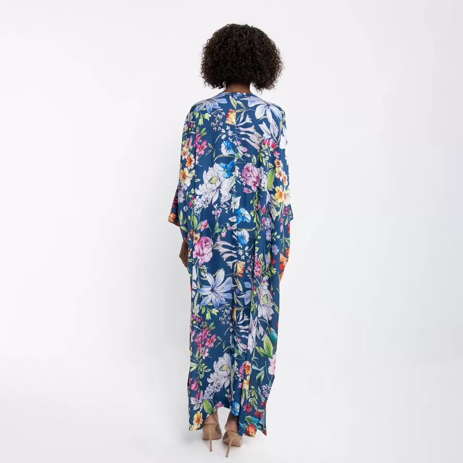 Divine - Floral Print Satin Kaftan - Image 6