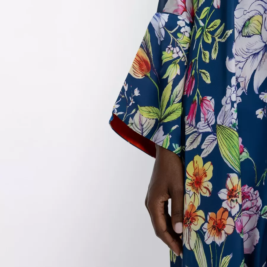 Divine - Floral Print Satin Kaftan - Image 4