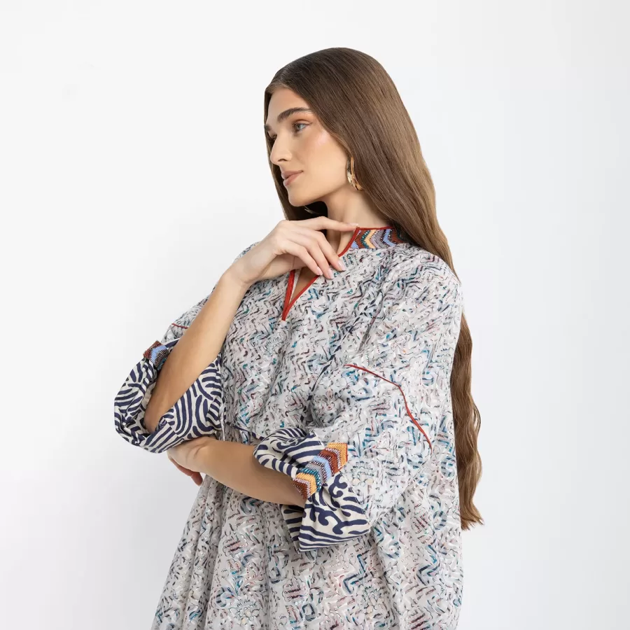 Pearl - Cotton Jalabiya with Beaded Embroidery - Image 3