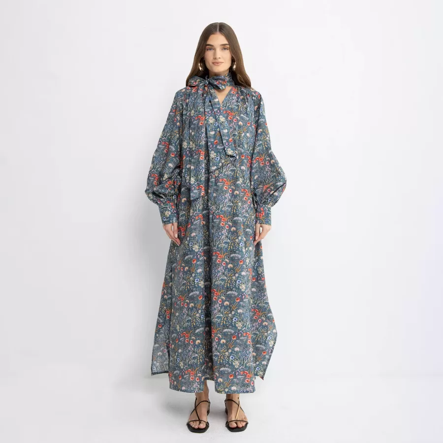 Lunar 2.0 - Tie-neck Maxi Cotton Dress
