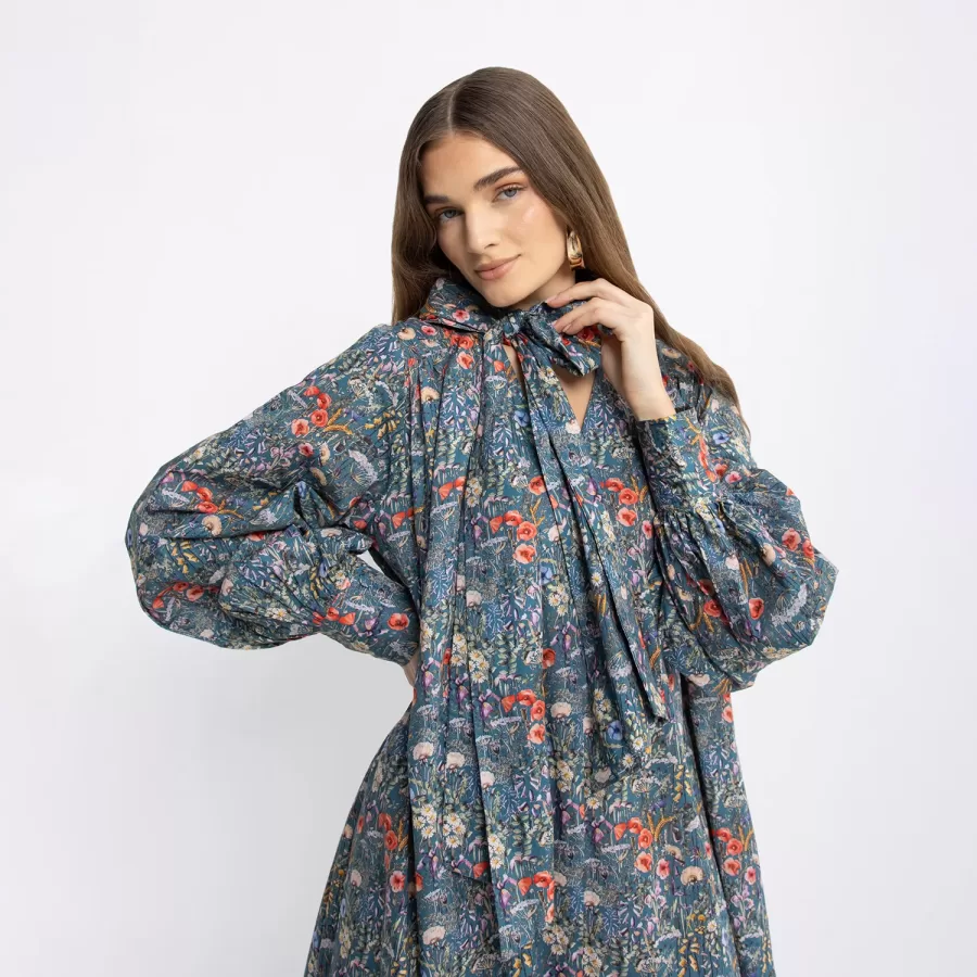 Lunar 2.0 - Tie-neck Maxi Cotton Dress