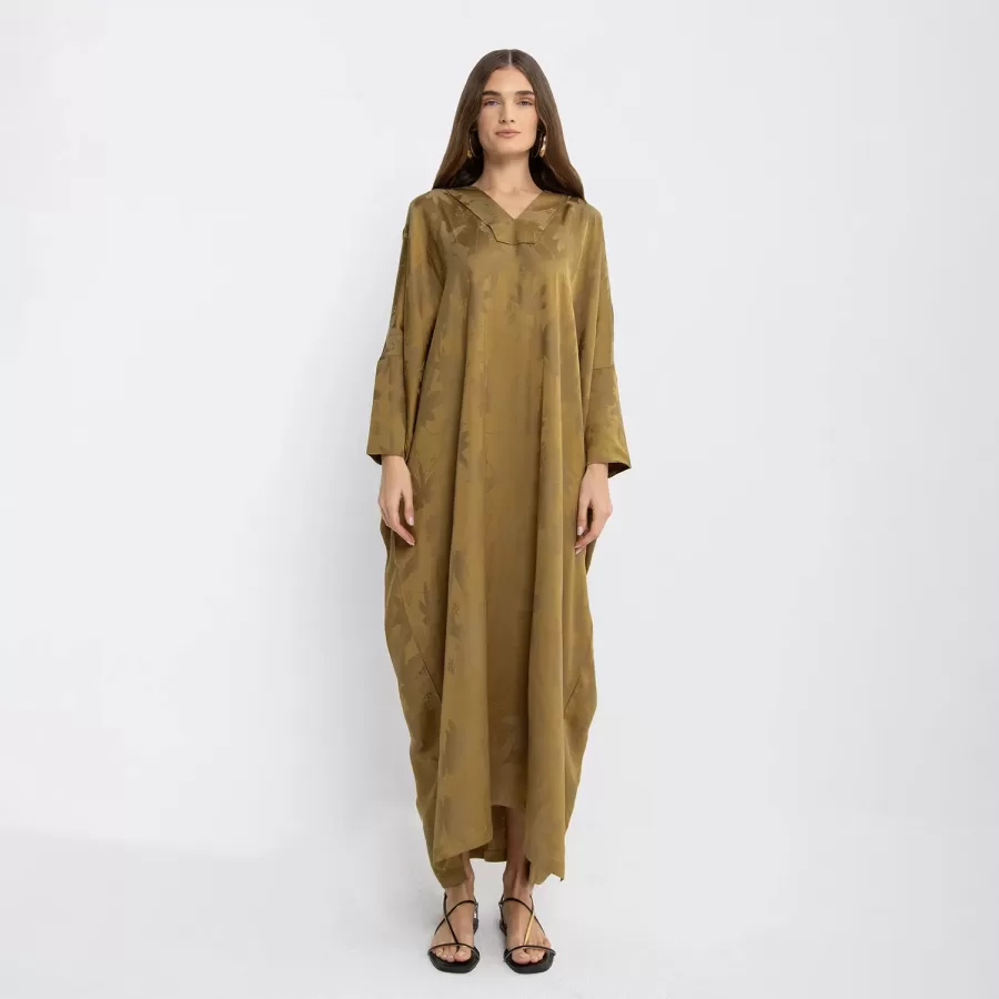 Hassana Lux - Woven Silk Linen Jalabiya Dress