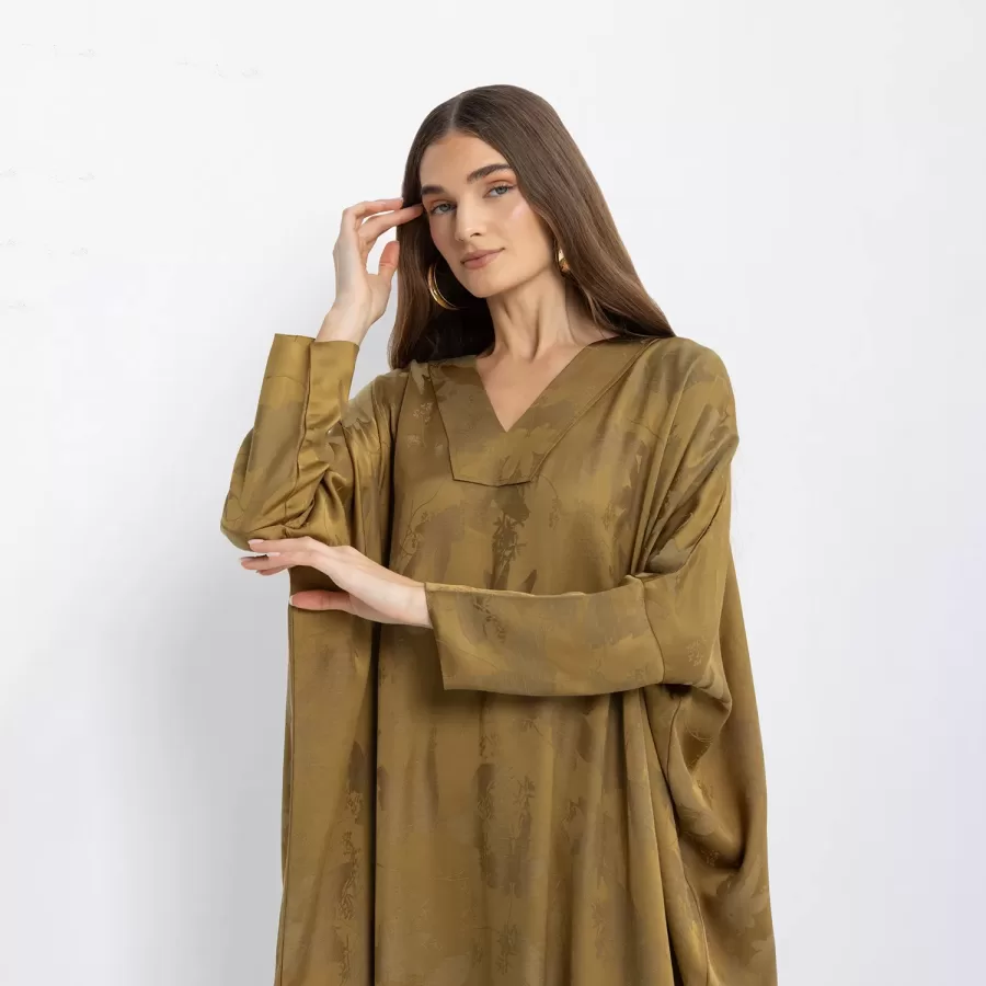 Hassana Lux - Woven Silk Linen Jalabiya Dress - Image 2