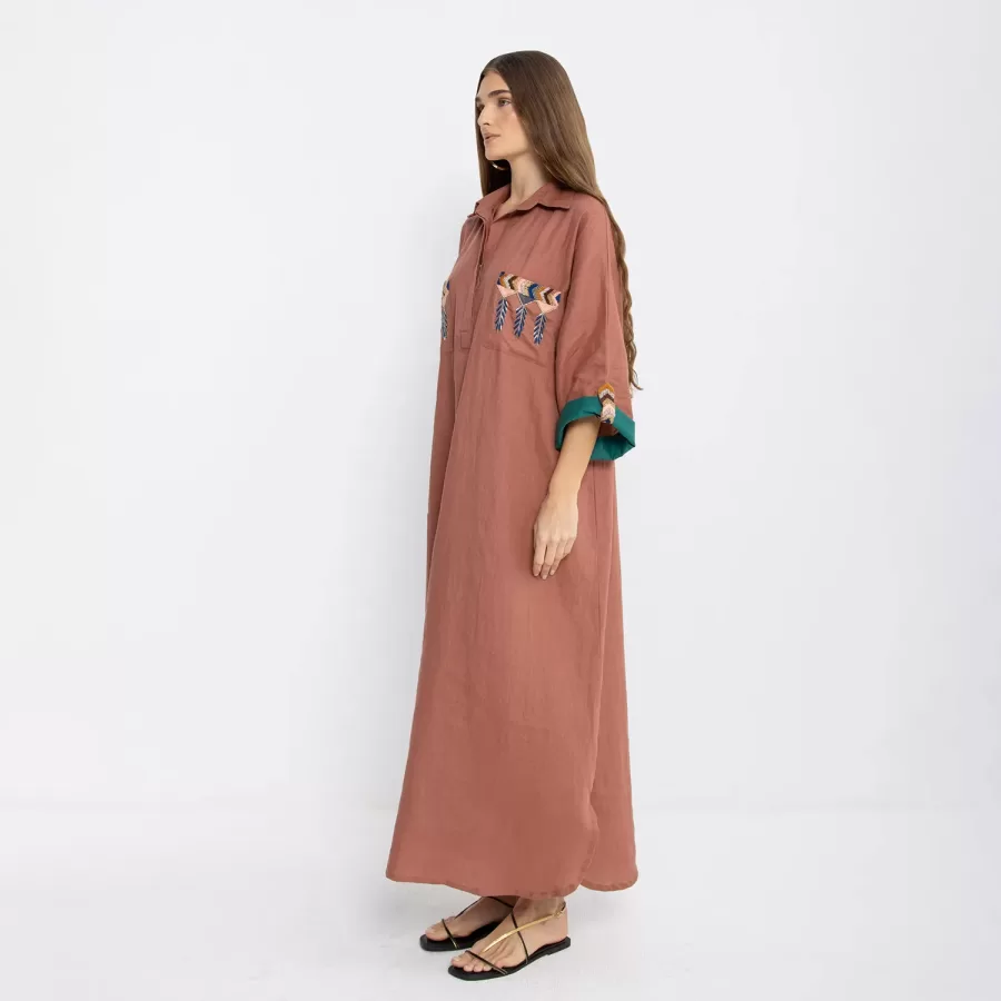 Wisdom - Linen Kaftan with Embroidery - Image 4