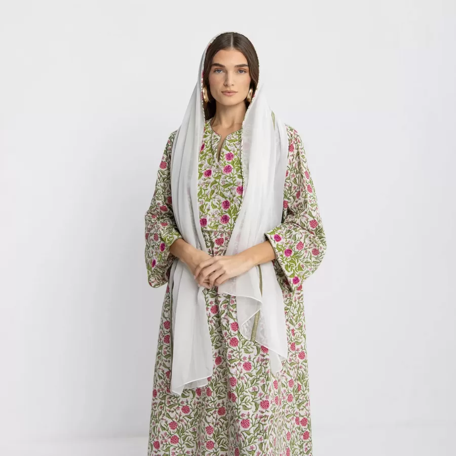 Quartz - Floral Cotton Jalabiya with Embroidery - Image 2