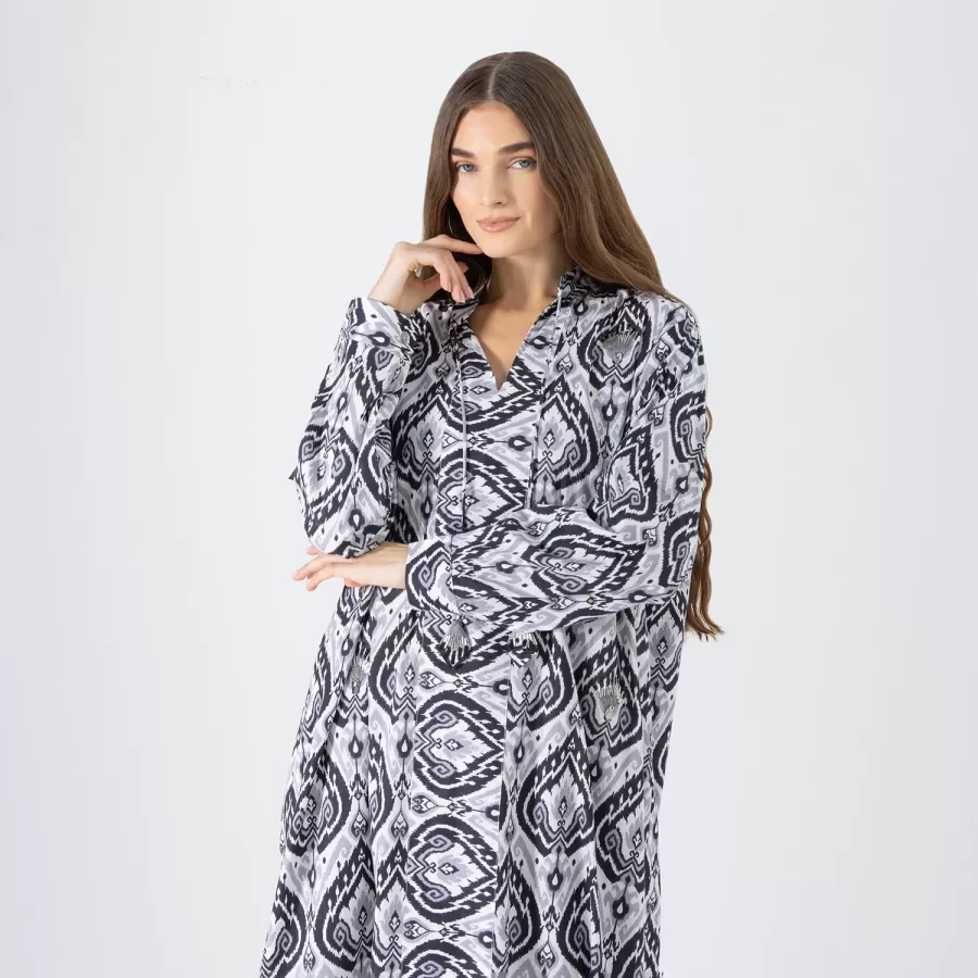 Moonstone - Ikat Cotton with Embroidery Motifs - Image 2