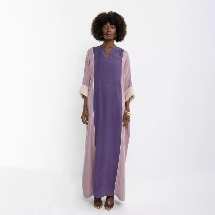 Stardust - Washed Silk Colorblock Kaftan