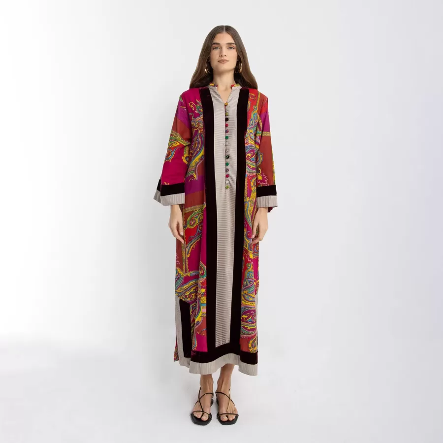 Prosperity 2.0 - Paisley Cotton Kaftan with Velvet