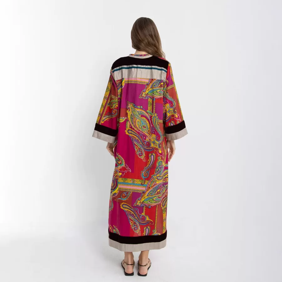 Prosperity 2.0 - Paisley Cotton Kaftan with Velvet - Image 5