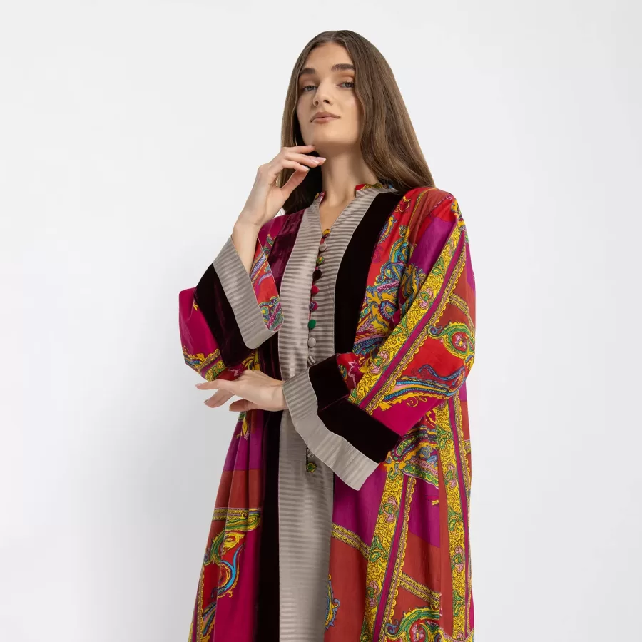 Prosperity 2.0 - Paisley Cotton Kaftan with Velvet - Image 2