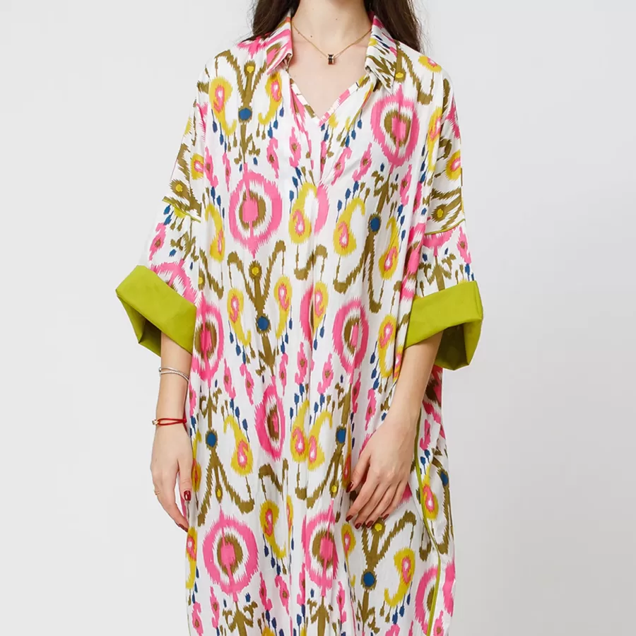 Serene - Print Cotton Kaftan Dress - Image 2