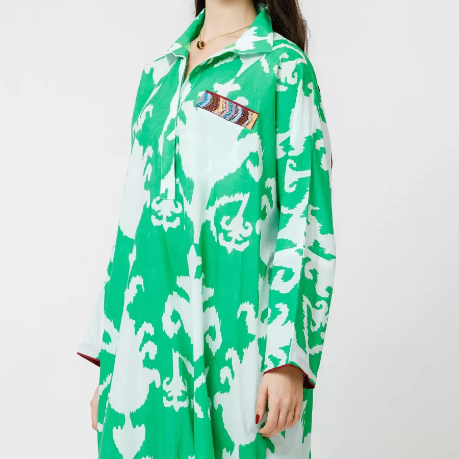 Jasper - Ikat Cotton Shirt Dress with Embroidery - Image 2