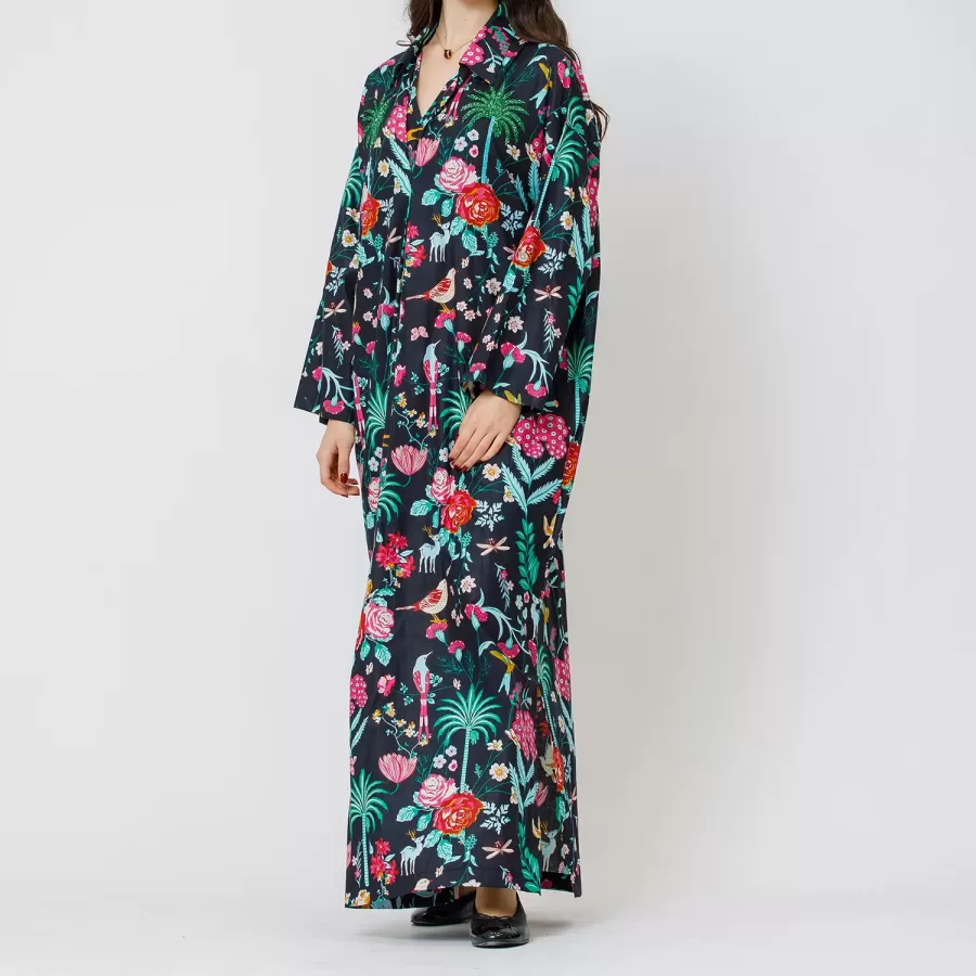 Coral 2.0 - Floral Cotton Kaftan with Embroidery - Image 5