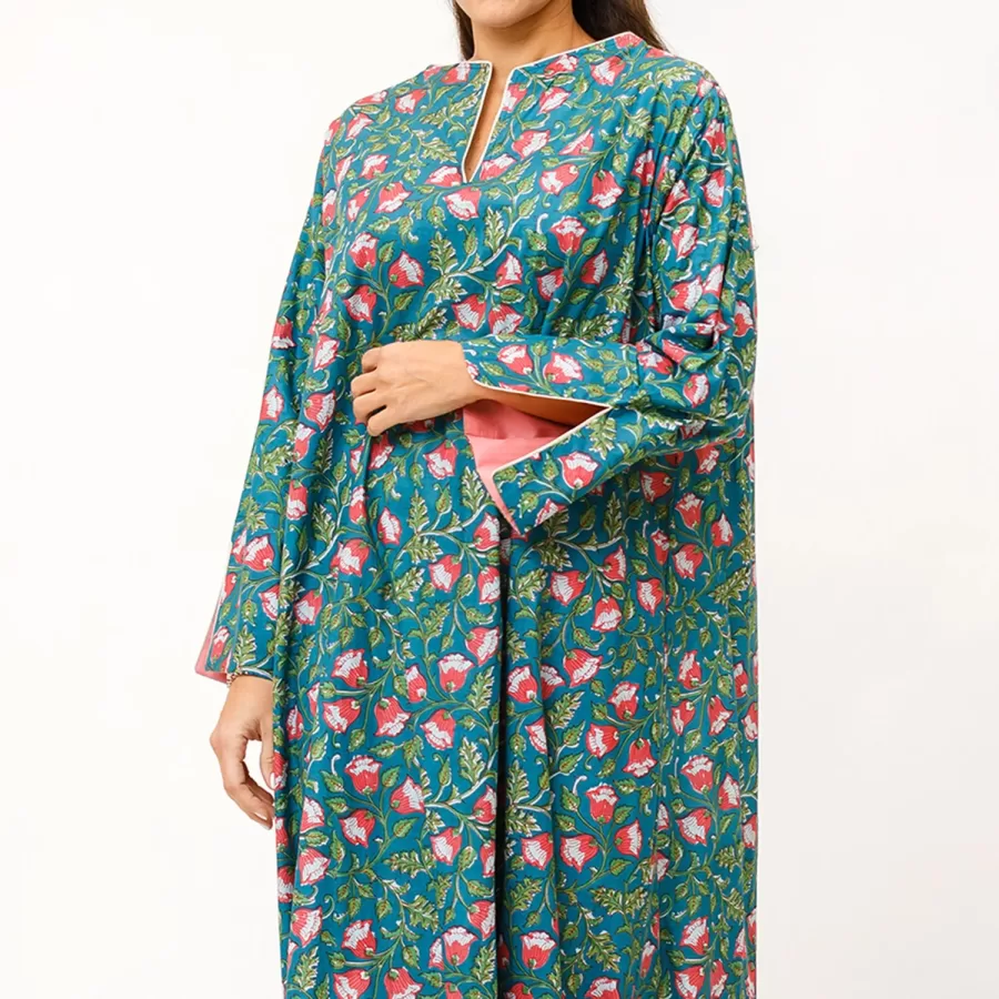 Clove - Floral Cotton Flared Maxi Dress - Image 2