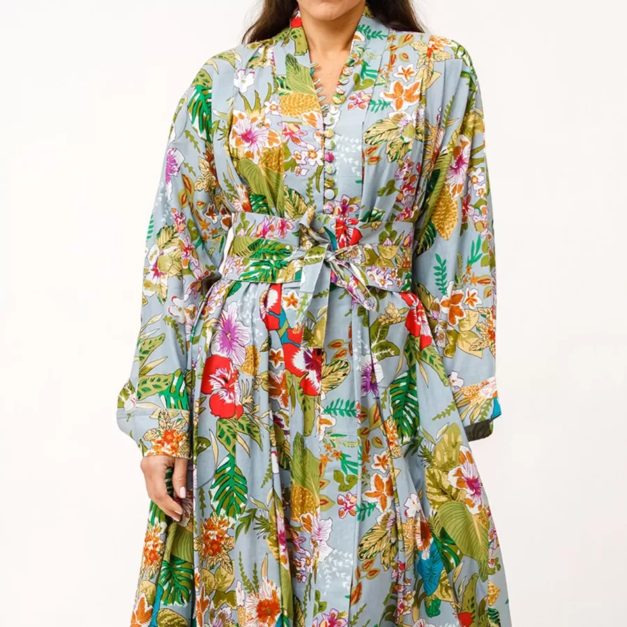 Lagoon - Tropical Cotton Asymmetrical Dress - Image 2