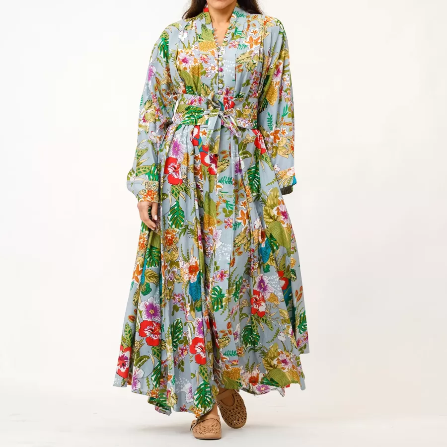 Lagoon - Tropical Cotton Asymmetrical Dress - Image 4