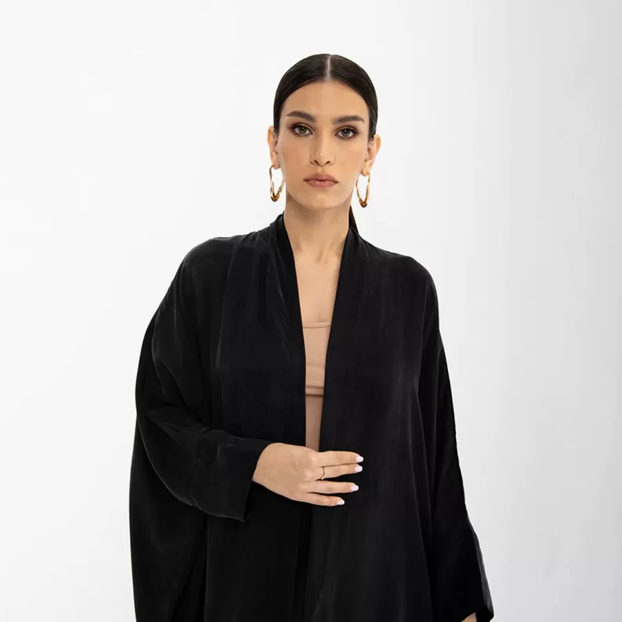Allure - Washed Silk Bisht Abaya - Image 2